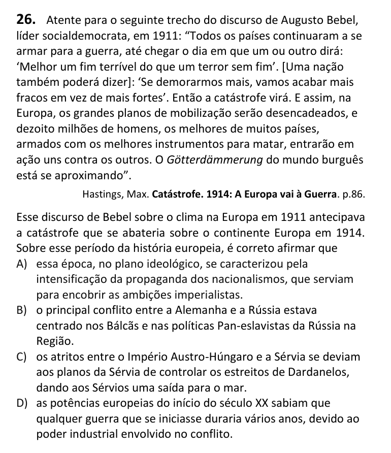 Recorte da questão 26 no caderno Tipo 3