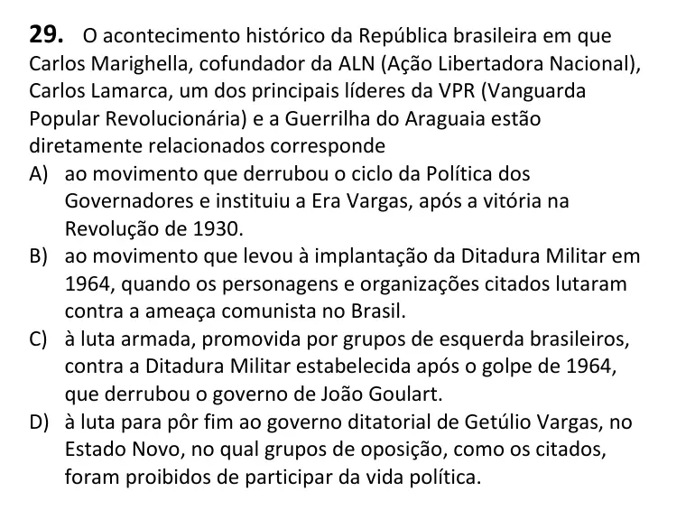 Recorte da questão 29 no caderno Tipo 3