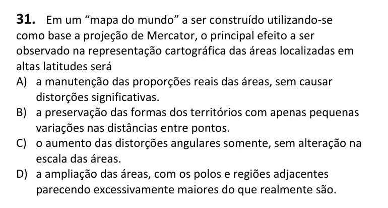Recorte da questão 31 no caderno Tipo 3