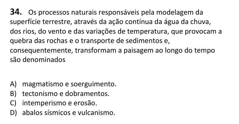 Recorte da questão 34 no caderno Tipo 3