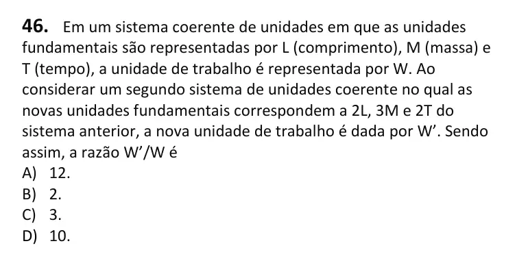 Recorte da questão 46 no caderno Tipo 3