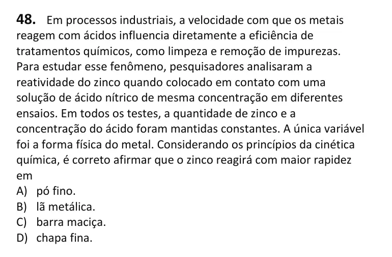 Recorte da questão 48 no caderno Tipo 3