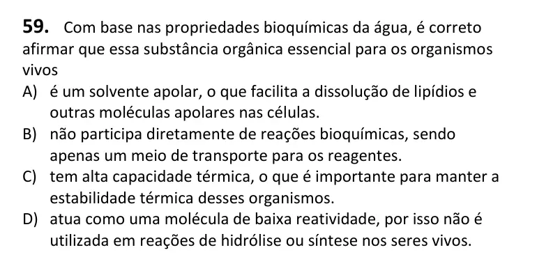 Recorte da questão 59 no caderno Tipo 3
