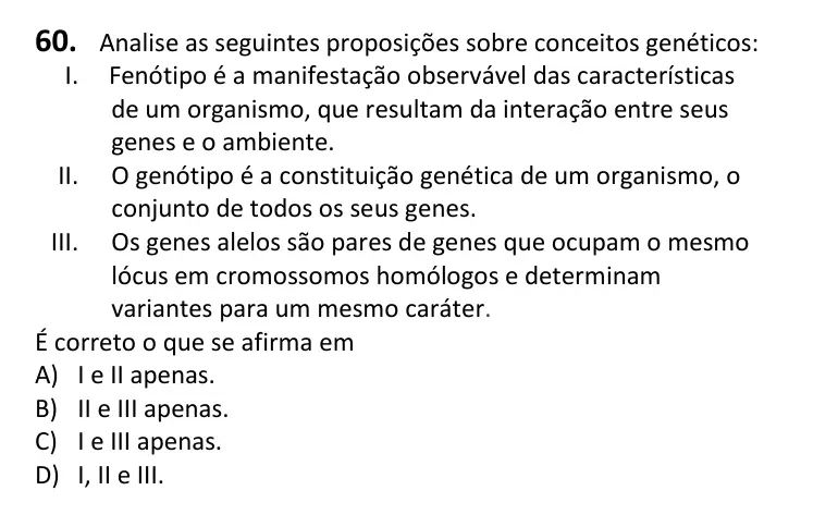 Recorte da questão 60 no caderno Tipo 3