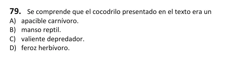 Recorte da questão 79 no caderno Tipo 3