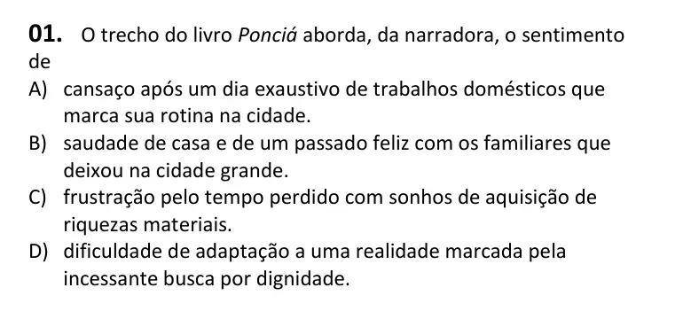 Recorte da questão 1 no caderno Tipo 4