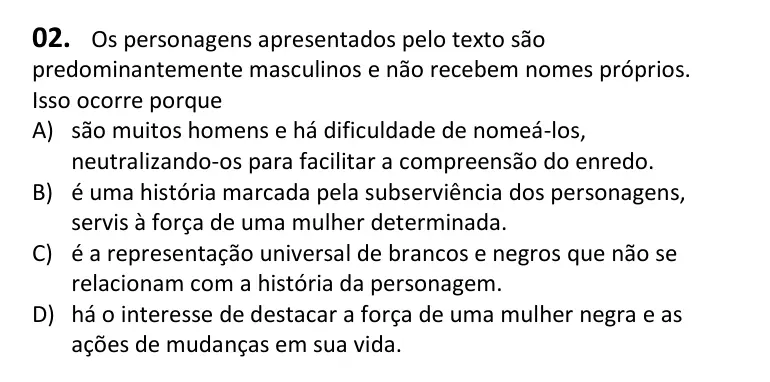 Recorte da questão 2 no caderno Tipo 4