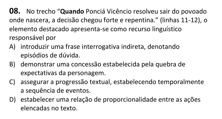 Recorte da questão 8 no caderno Tipo 4