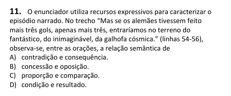 Recorte da questão 11 no caderno Tipo 4