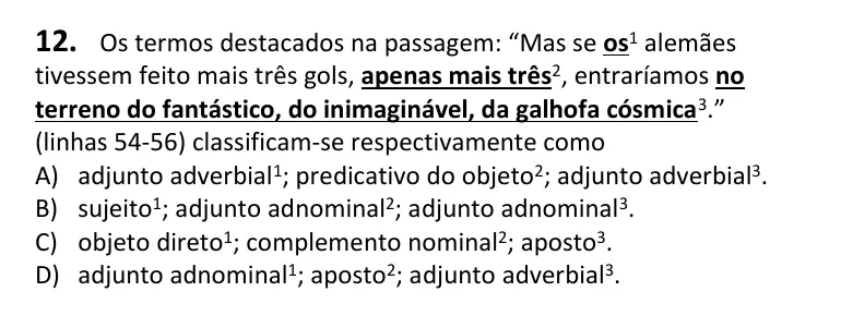 Recorte da questão 12 no caderno Tipo 4