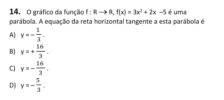 Recorte da questão 14 no caderno Tipo 4