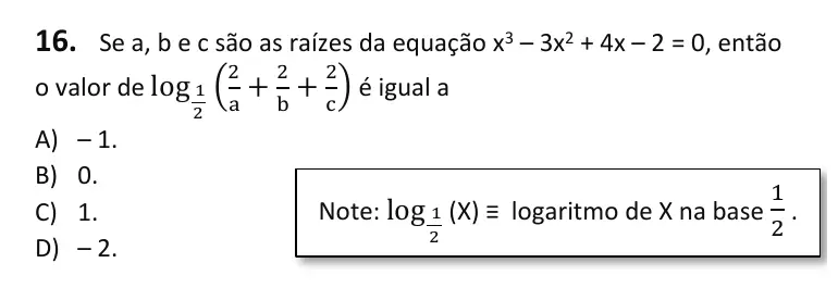 Recorte da questão 16 no caderno Tipo 4