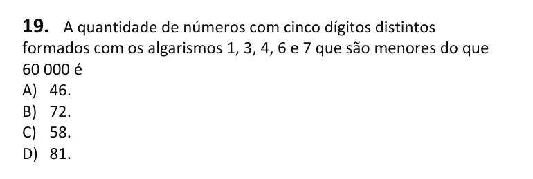 Recorte da questão 19 no caderno Tipo 4