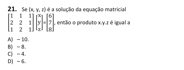Recorte da questão 21 no caderno Tipo 4