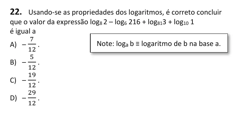 Recorte da questão 22 no caderno Tipo 4