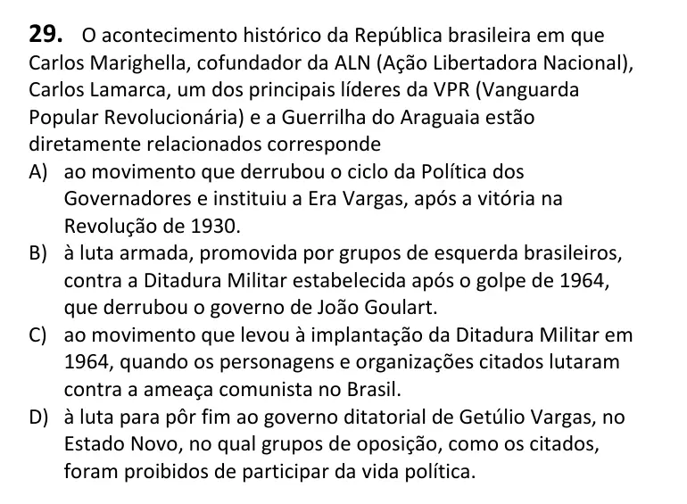 Recorte da questão 29 no caderno Tipo 4