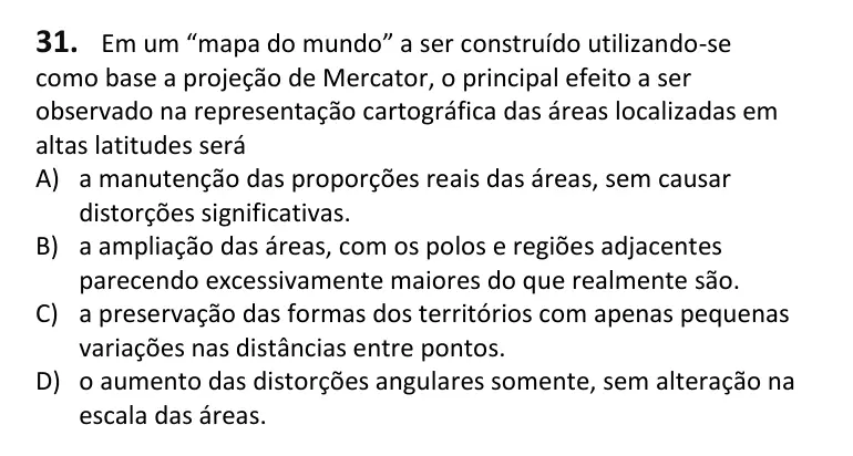 Recorte da questão 31 no caderno Tipo 4