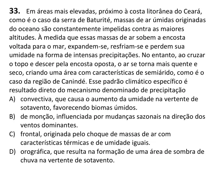 Recorte da questão 33 no caderno Tipo 4
