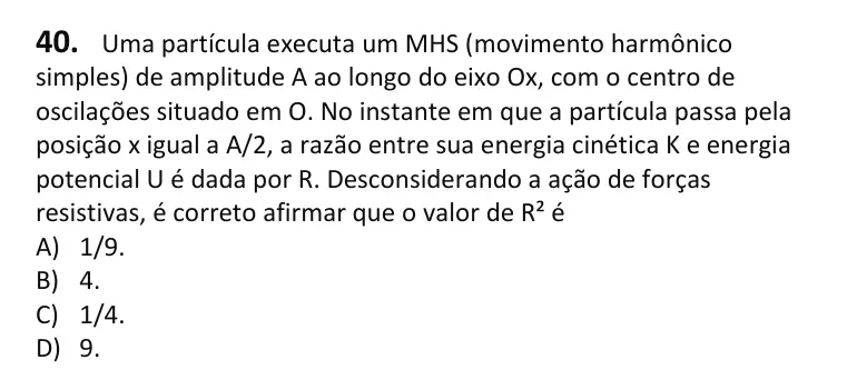 Recorte da questão 40 no caderno Tipo 4