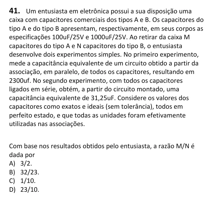 Recorte da questão 41 no caderno Tipo 4