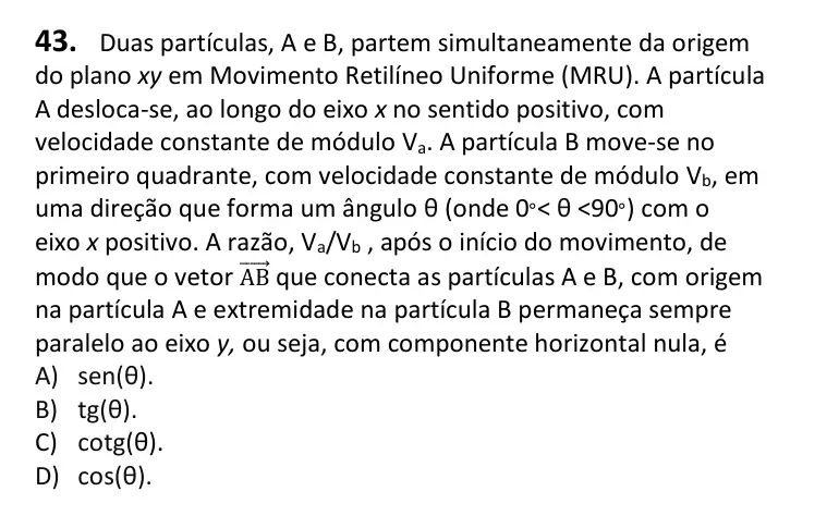 Recorte da questão 43 no caderno Tipo 4