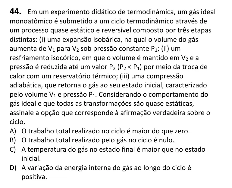 Recorte da questão 44 no caderno Tipo 4