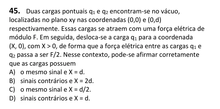 Recorte da questão 45 no caderno Tipo 4