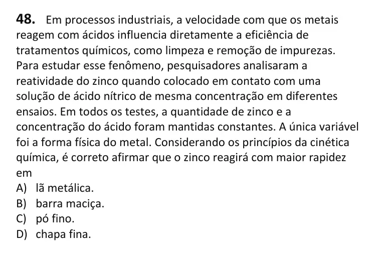 Recorte da questão 48 no caderno Tipo 4
