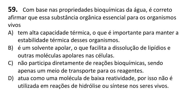 Recorte da questão 59 no caderno Tipo 4