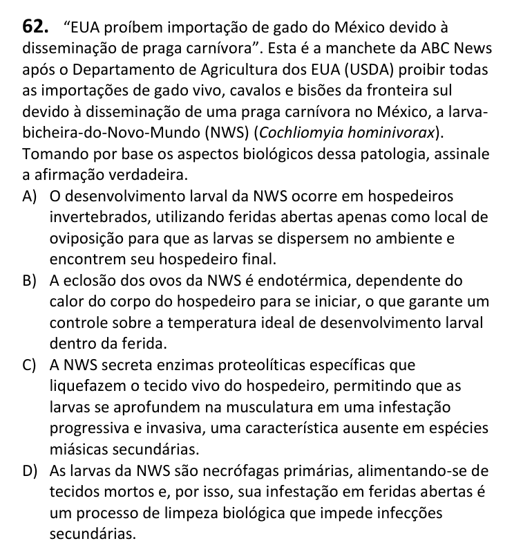 Recorte da questão 62 no caderno Tipo 4