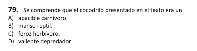 Recorte da questão 79 no caderno Tipo 4